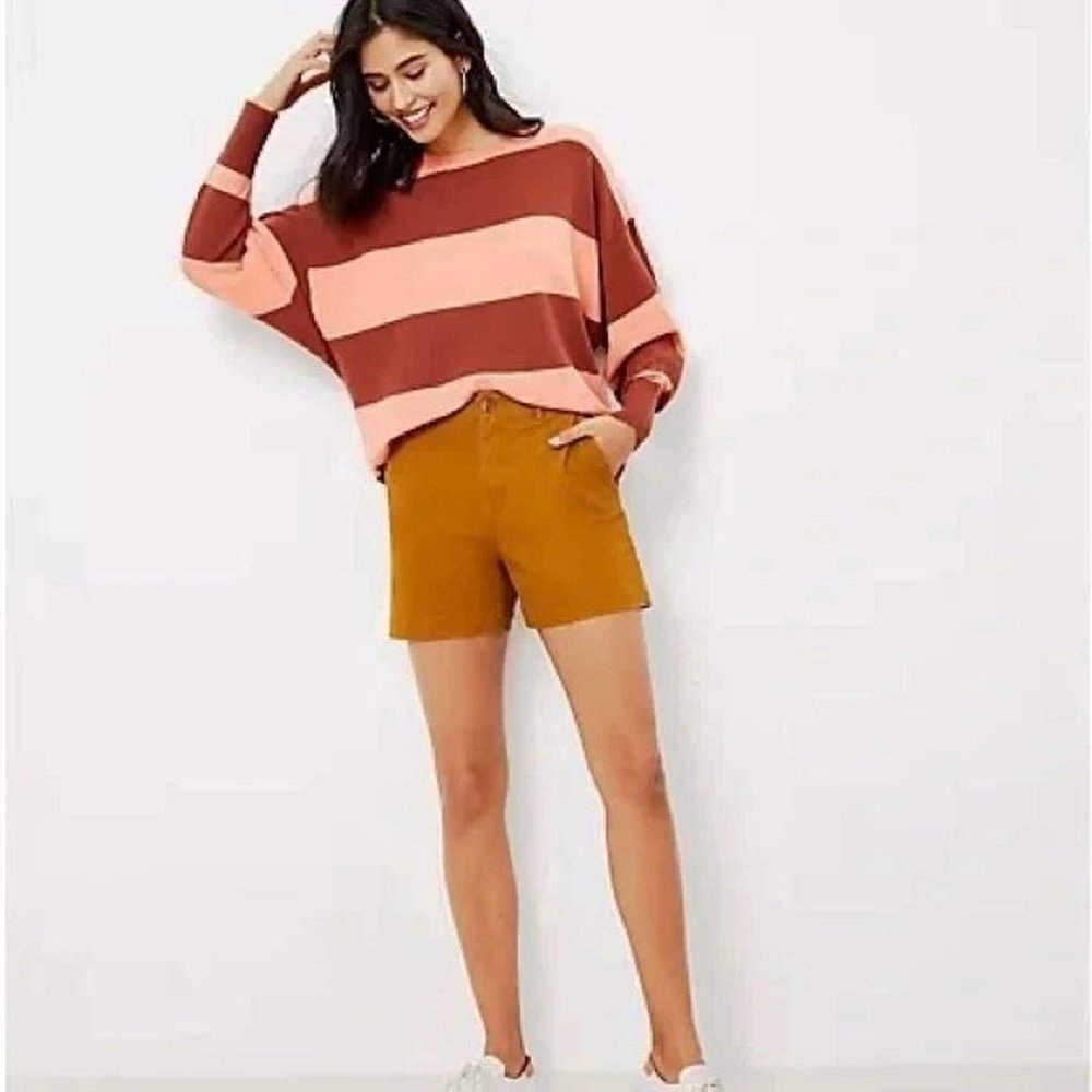 NEW Loft Size 18 Washed Twill Shorts‎ Bronze Brown High Rise